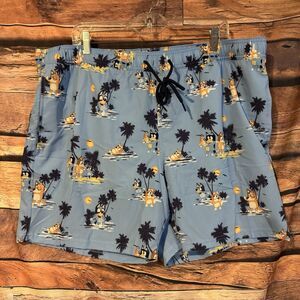 Bluey Men's XL Tropical Swim Trunks Suit Beach Board Shorts Bluey & Bingo